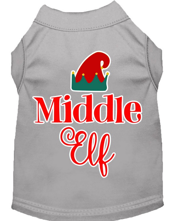 Middle Elf Screen Print Dog Shirt Grey XS